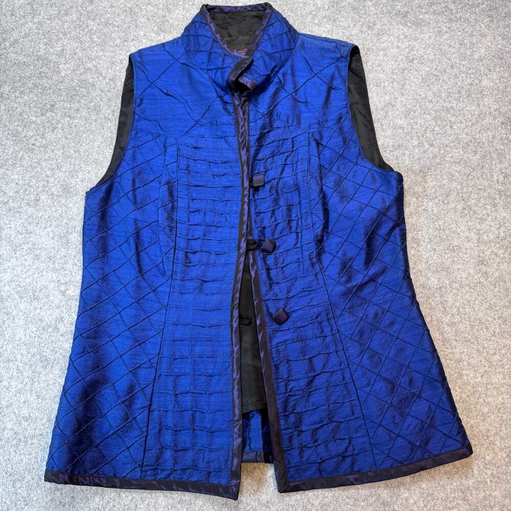 Mary Lynn O'Shea Wearable Art Vest Size P Blue Quilted Handmade Vermont